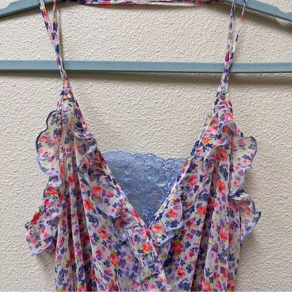 Victoria's Secret Purple Pink Floral Sheer Lingerie Playsuit Romper S - Picture 4 of 9